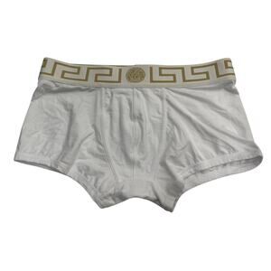 M2-21 VERSACE Men's Greca Trunks White Cotton Deadstock Size 6/34-36/M